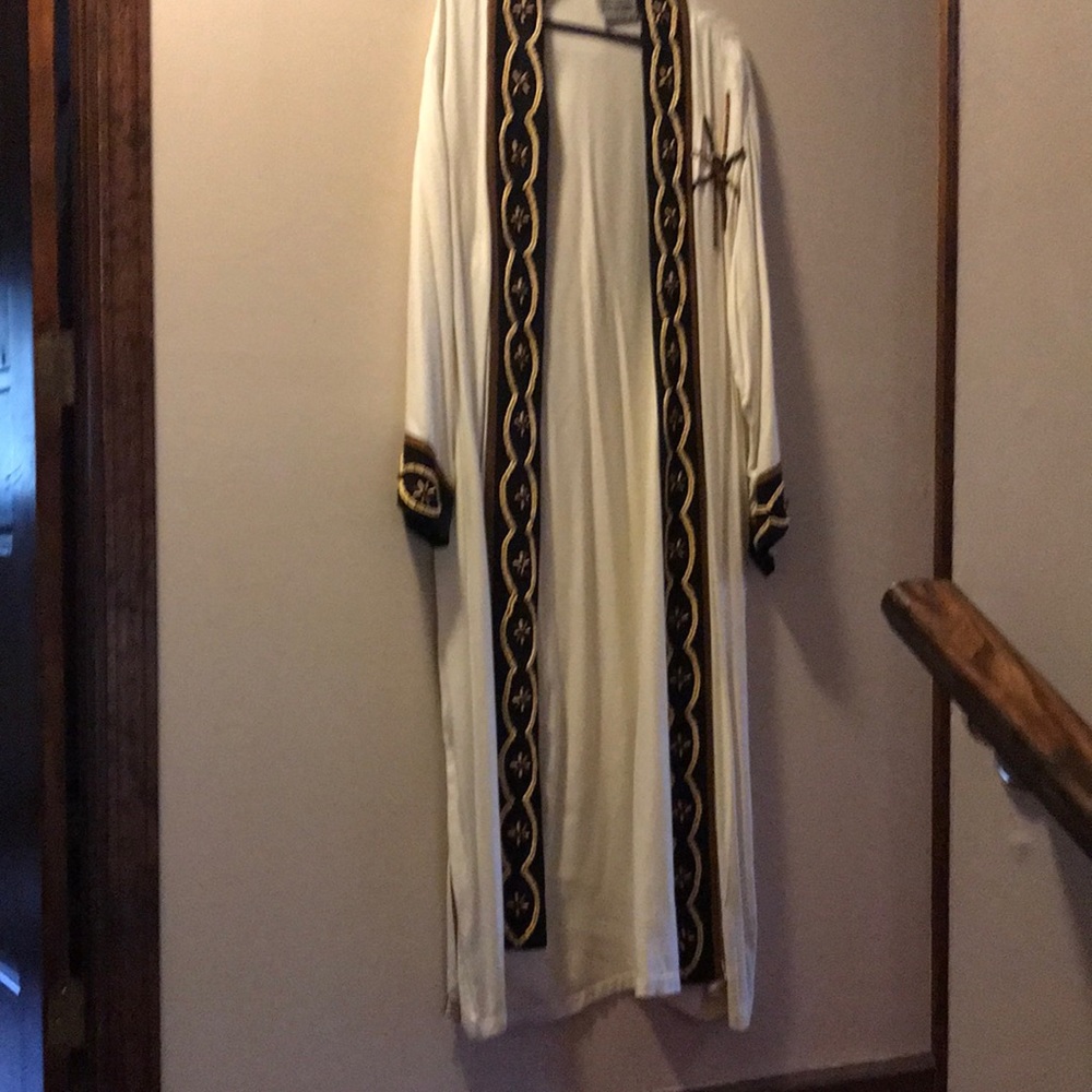 Ethnic African long hand beaded robe with deep pockets.  Made in Zaire
